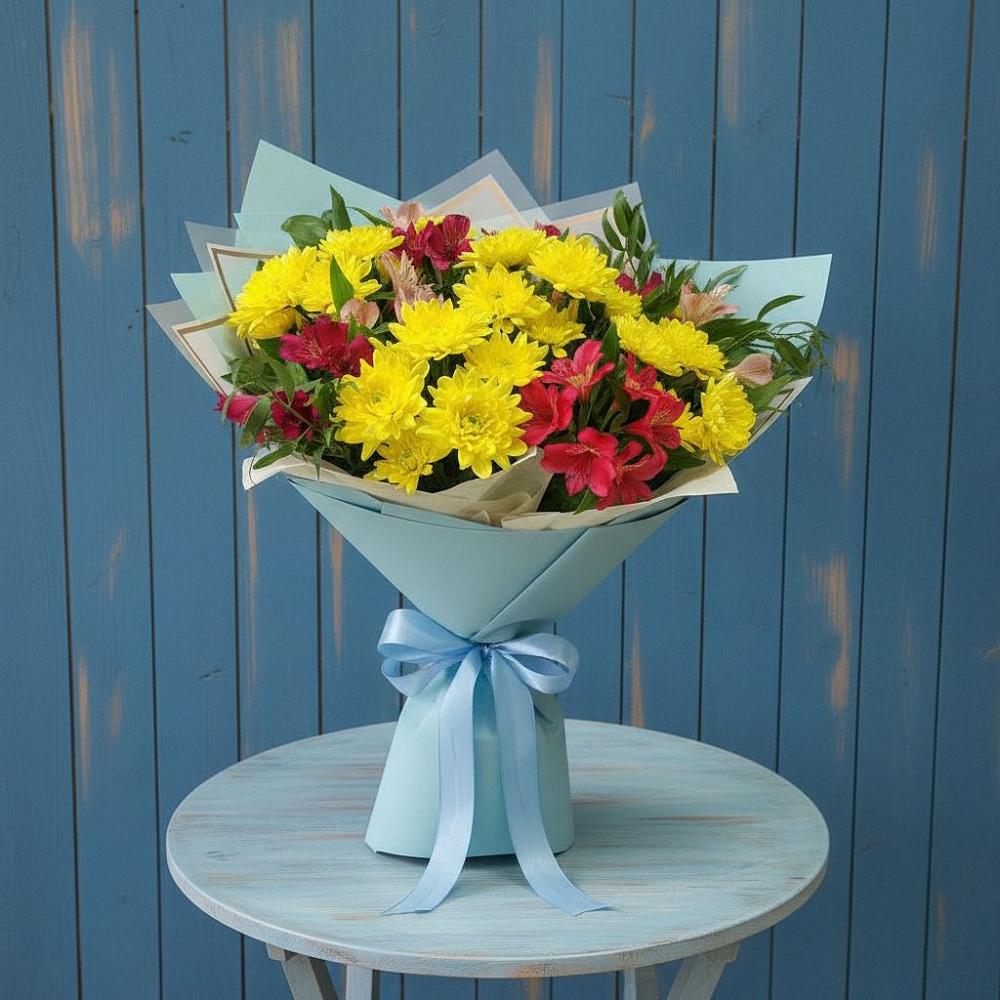 Букет цветов из: Альстромерии и Хризантемы в Ярково