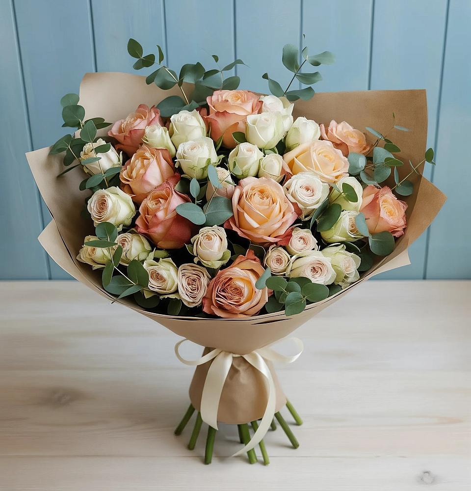 Букет цветов из: Альстромерии и Розы в Ярково