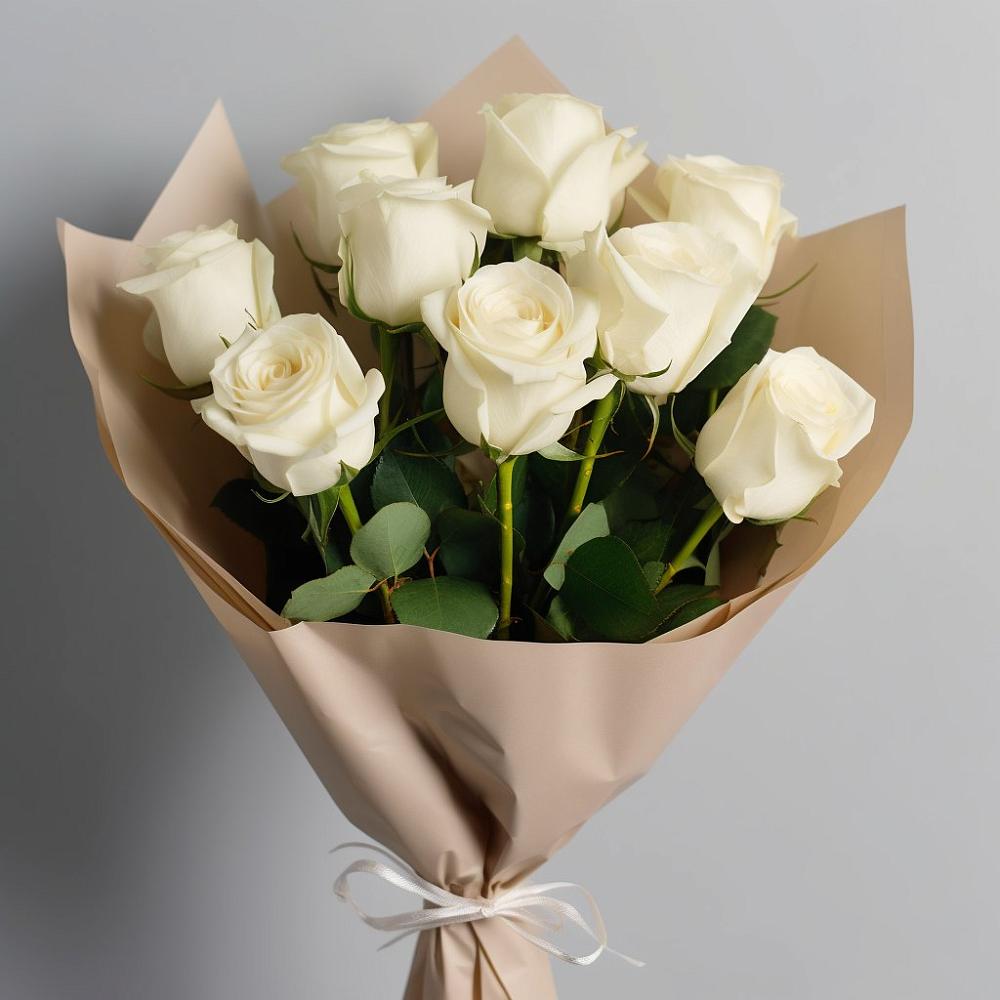 Букет 9 Белых роз Эдлесс Лав в Ярково