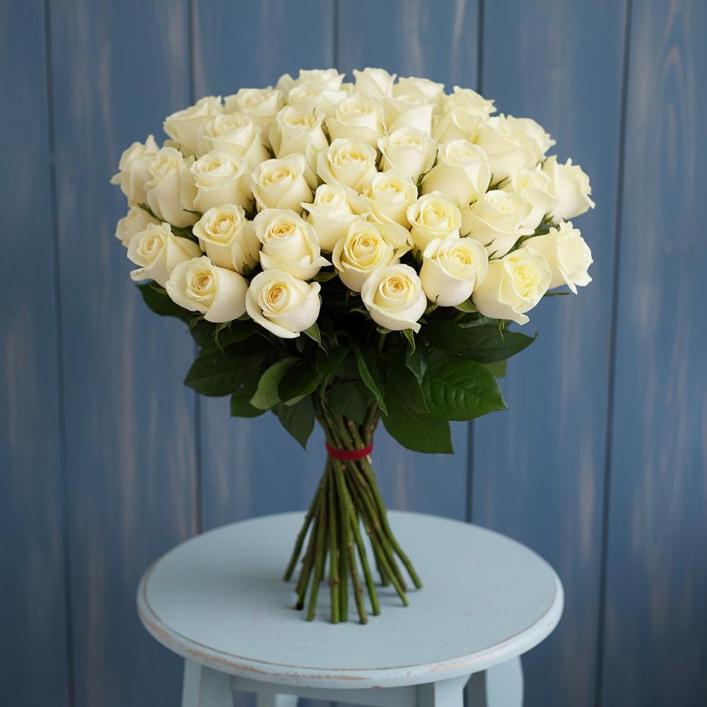 Букет 51 Белая роза Эдлесс Лав в Ярково