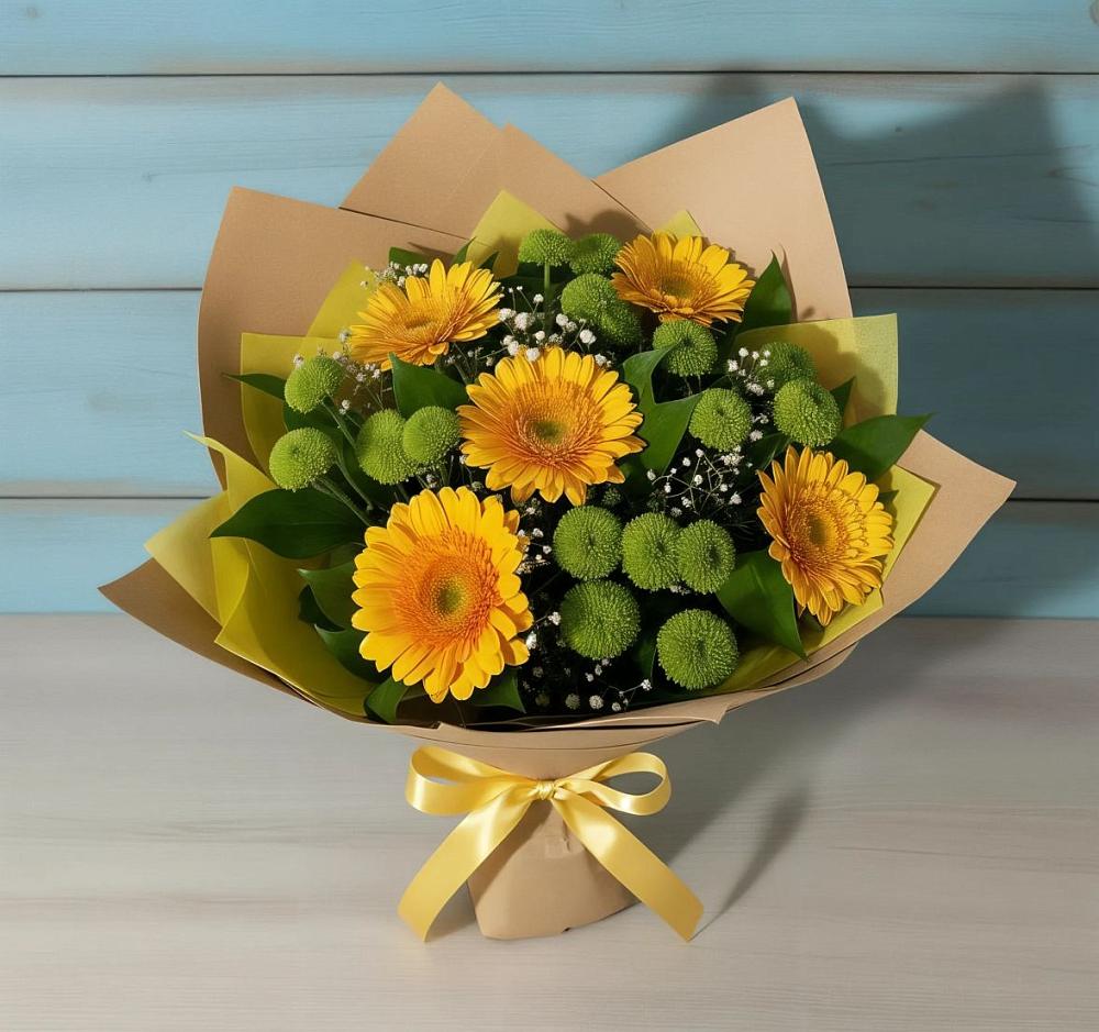 Букет цветов из: Герберы и Хризантемы в Ярково