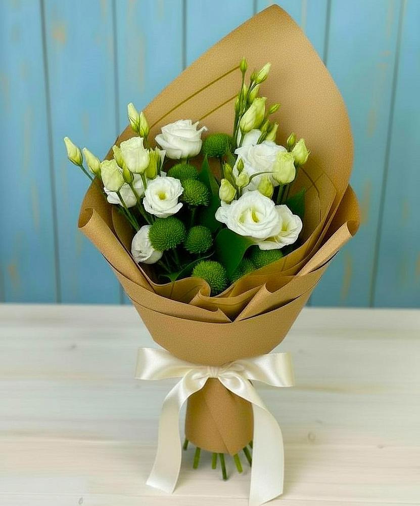 Букет цветов из: Хризантемы и Лизиантусы в Ярково