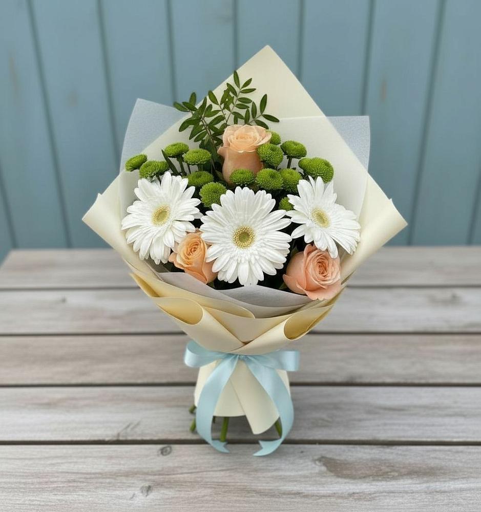 Букет цветов из: Герберы, Розы и Хризантемы в Ярково