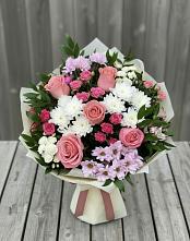 Букет цветов из:  Альстромерии, Гвоздики, Розы и Хризантемы в Ярково