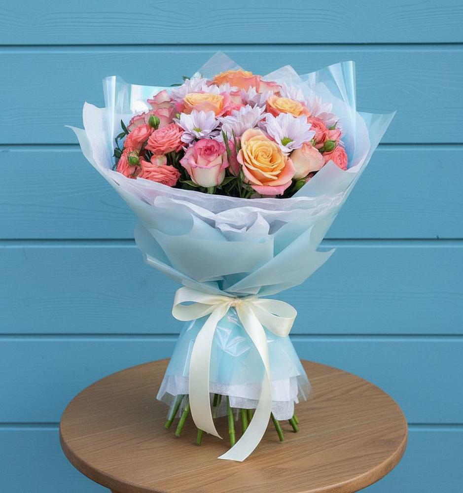 Букет цветов из: Хризантемы и Розы в Ярково