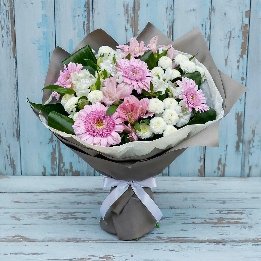 Букет цветов из: Герберы, Альстромерии и Хризантемы в Ярково
